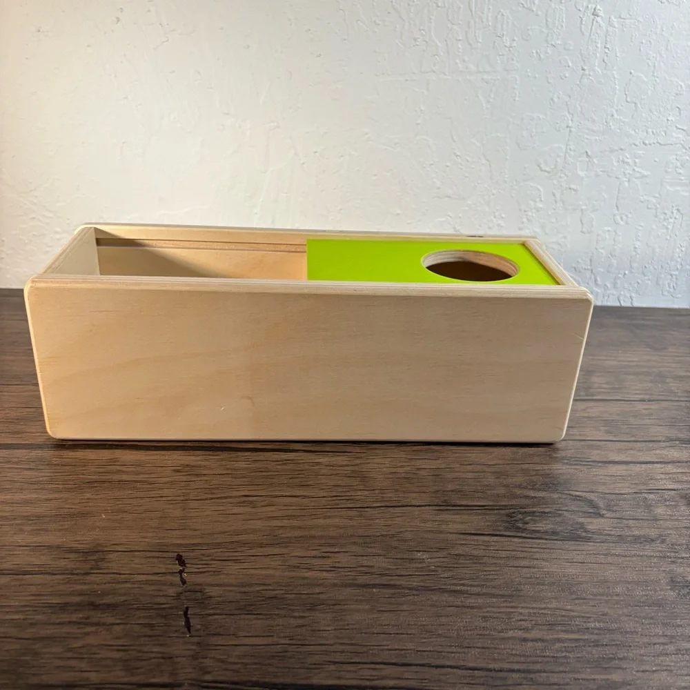 Lovevery Wooden‎ Sliding Top Box Ball Drop Toy 1 Ball Montessori Green Thinker